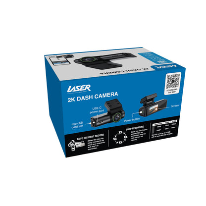 Laser 2K Dash Cam – WiFi App Control with 170° Wide Angle & Night Recording