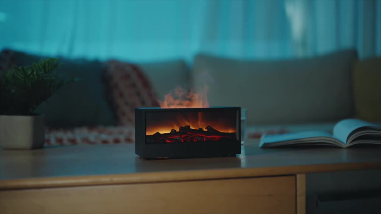 Flame Effect Aroma Diffuser with Remote, Black