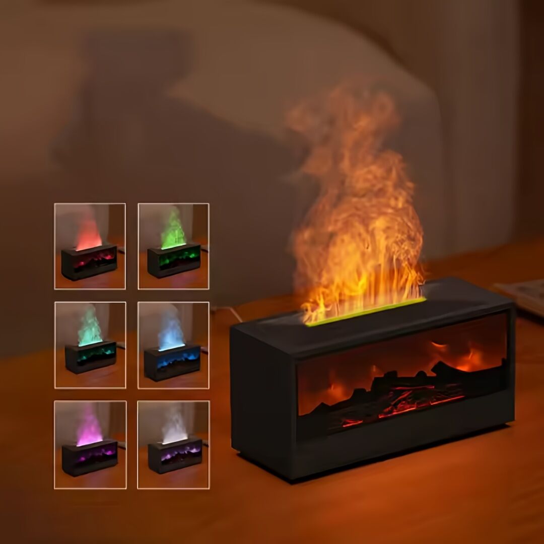 Flame Effect Aroma Diffuser with Remote, Black