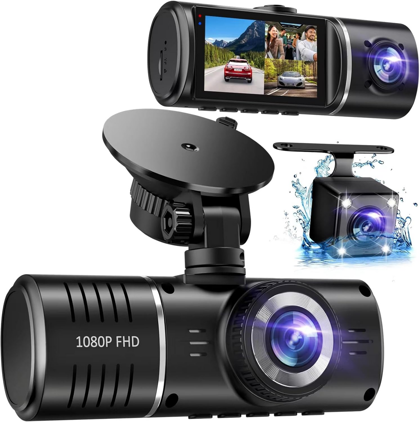 C309 Four View Dash Cam with Dual Front, Cabin and Rear Cameras
