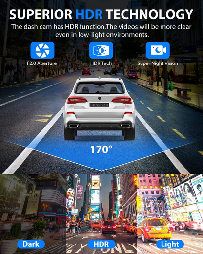 C309 Four View Dash Cam with Dual Front, Cabin and Rear Cameras