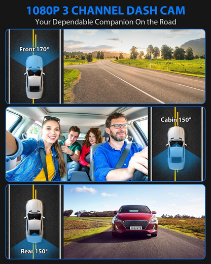 C309 Four View Dash Cam with Dual Front, Cabin and Rear Cameras