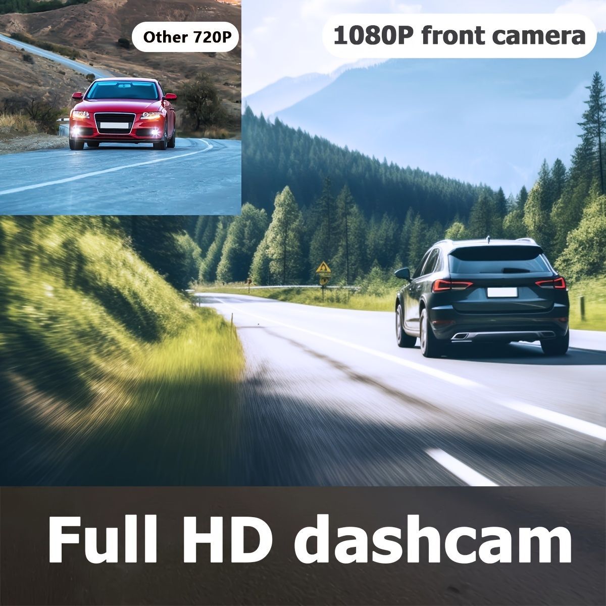 Dual Lens Dash Cam, 1080P Front and 720P Interior Camera, Black