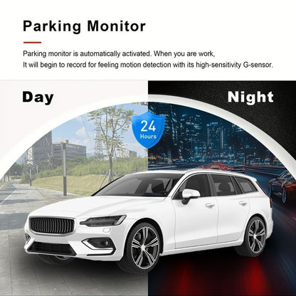 Dual Lens Dash Cam, 1080P Front and 720P Interior Camera, Black