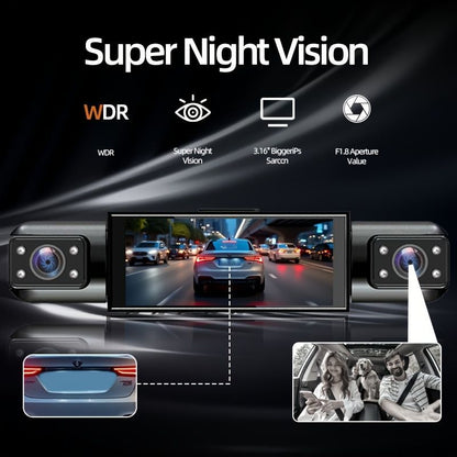 4 Camera Dash Cam 1080P Full HD with 64GB Memory Card, Black