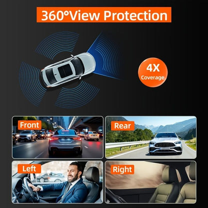4 Camera Dash Cam 1080P Full HD with 64GB Memory Card, Black