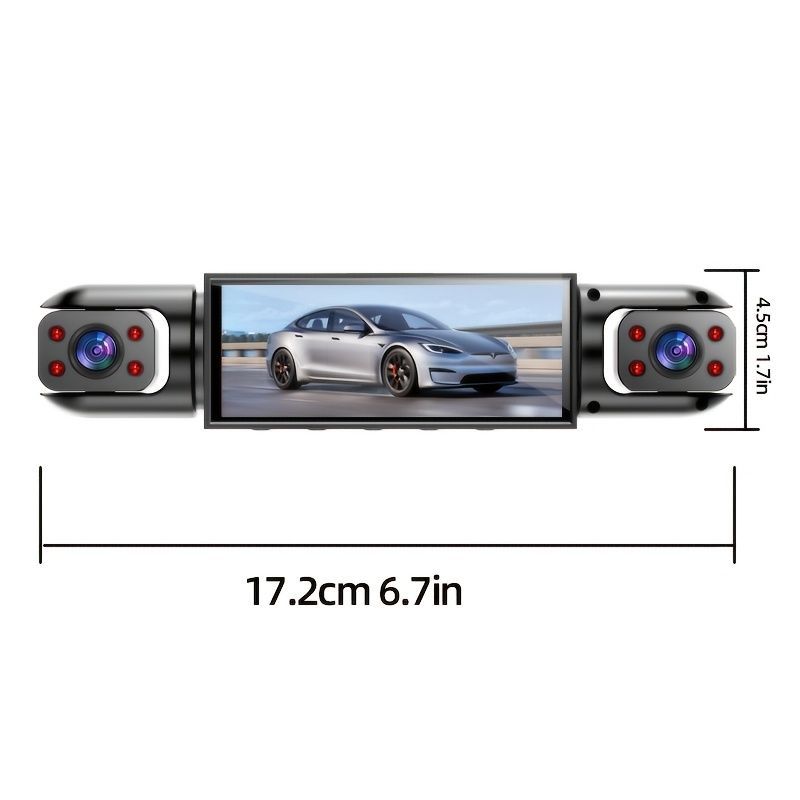 4 Camera Dash Cam 1080P Full HD with 64GB Memory Card, Black