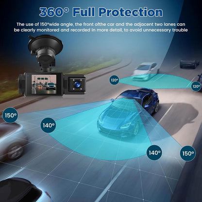 WiFi 3 Channel Dash Cam 1080P with 64GB Card