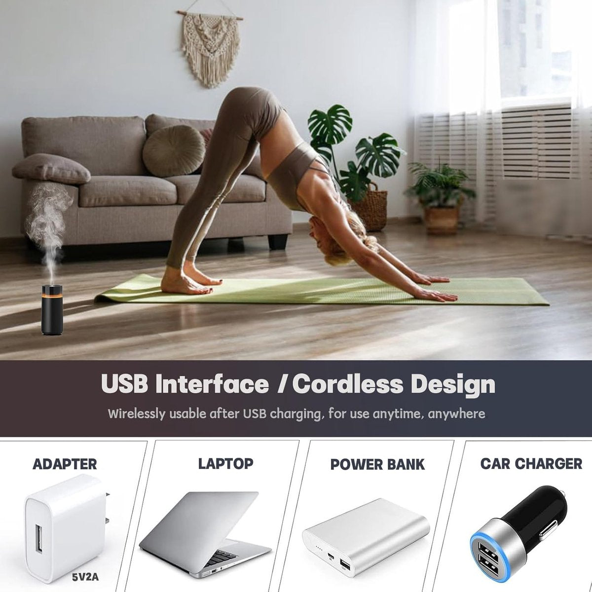 Car Aroma Diffuser, Battery Powered with Memory Function, Black