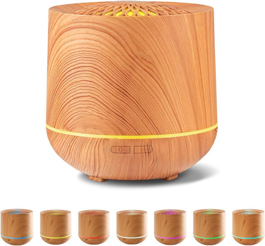 Aromatherapy Humidifier 300ml, 7 Colour LED, Light Wood