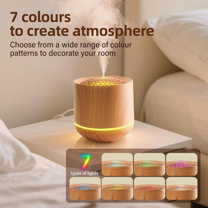 Aromatherapy Humidifier 300ml, 7 Colour LED, Light Wood