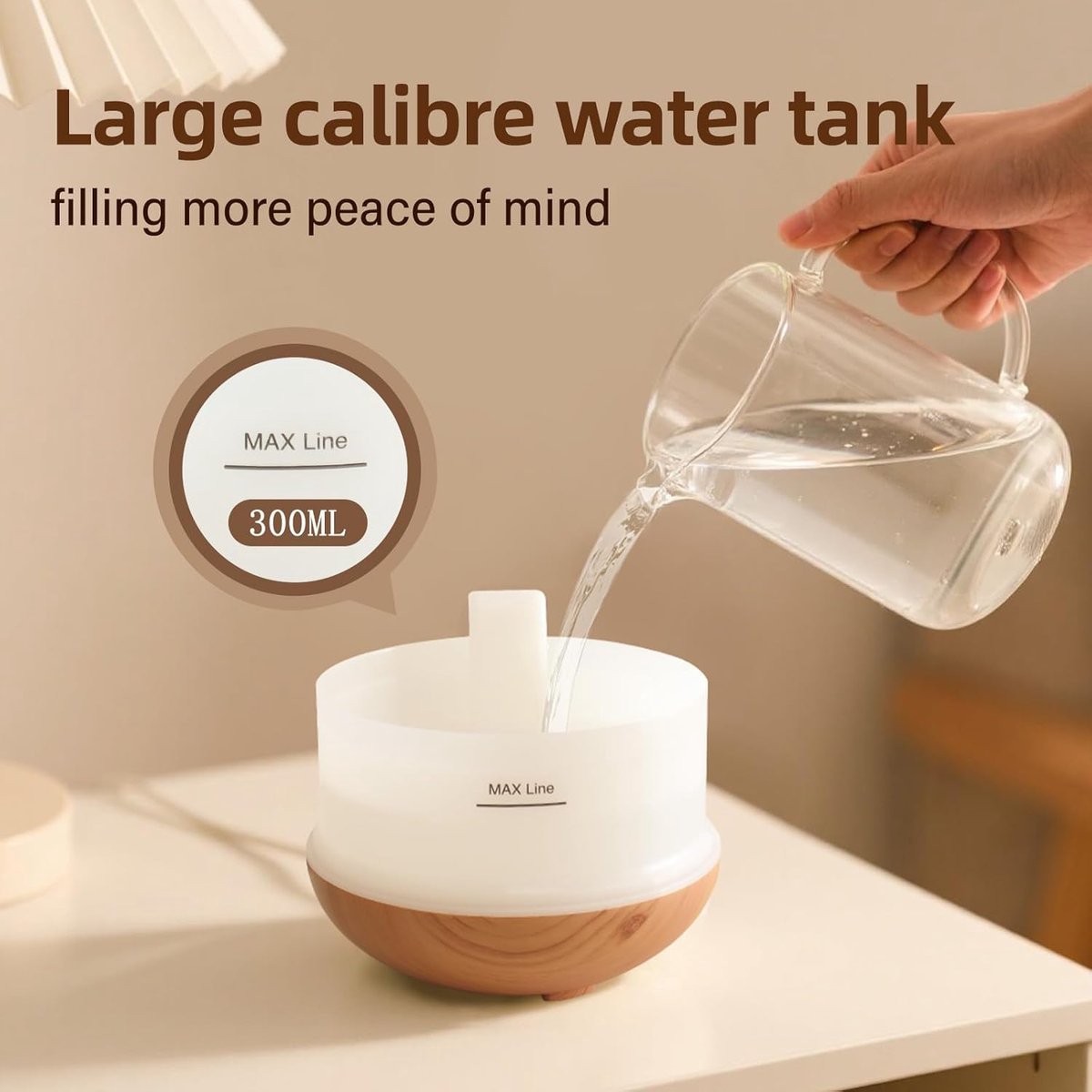 Aromatherapy Humidifier 300ml, 7 Colour LED, Light Wood