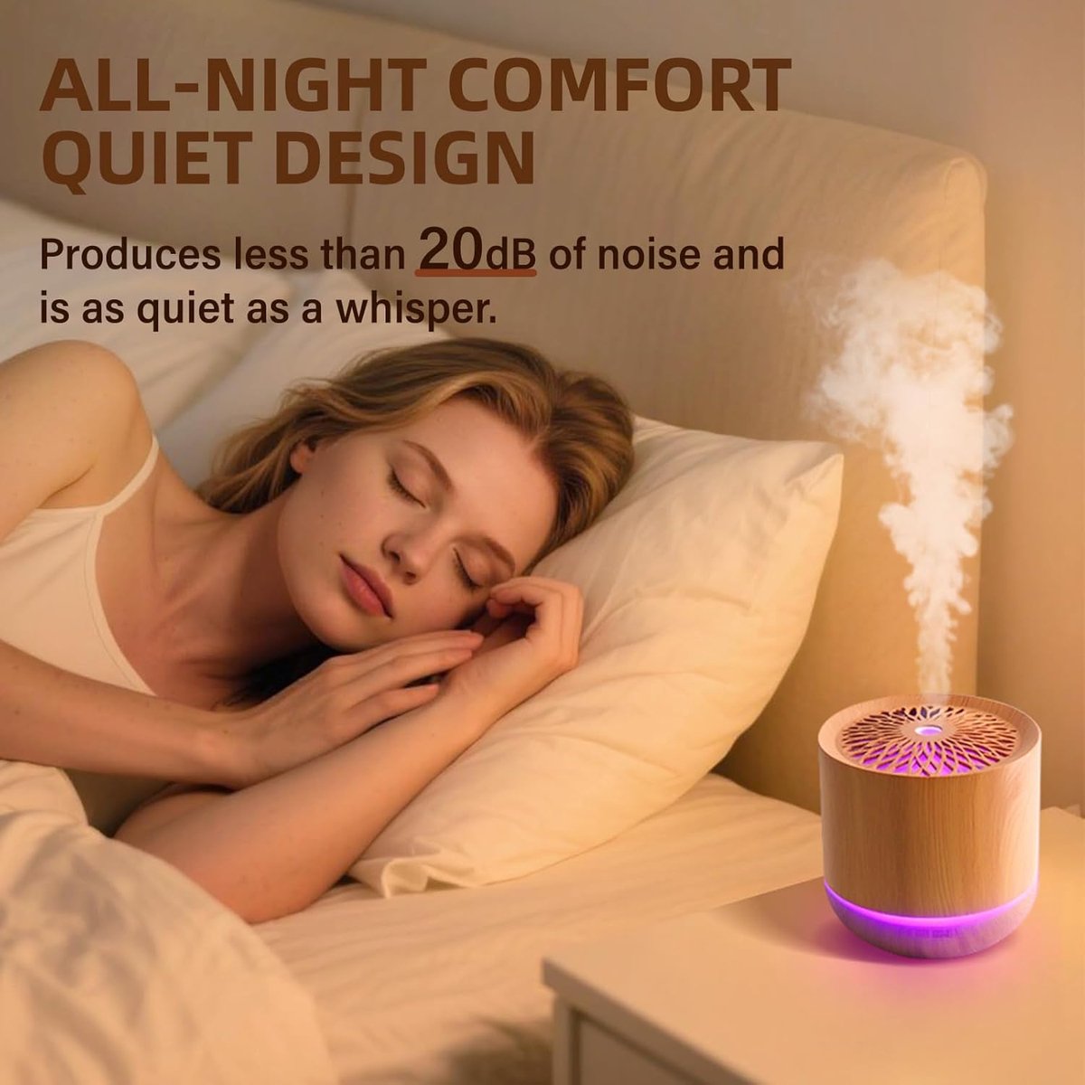 Aromatherapy Humidifier 300ml, 7 Colour LED, Light Wood