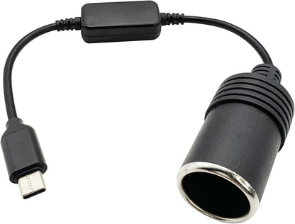USB-C to 12V Car Cigarette Lighter Socket Adapter Cable for Dash Cam