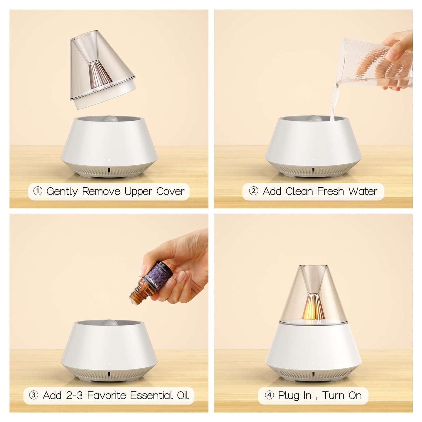 Modern Aroma Diffuser 150ml, USB Powered, Minimal Design