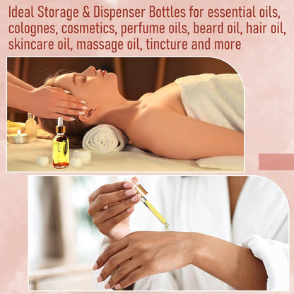 Clear Dropper Bottles 30ml, 4 Pack with Gold Caps, Funnel and Labels