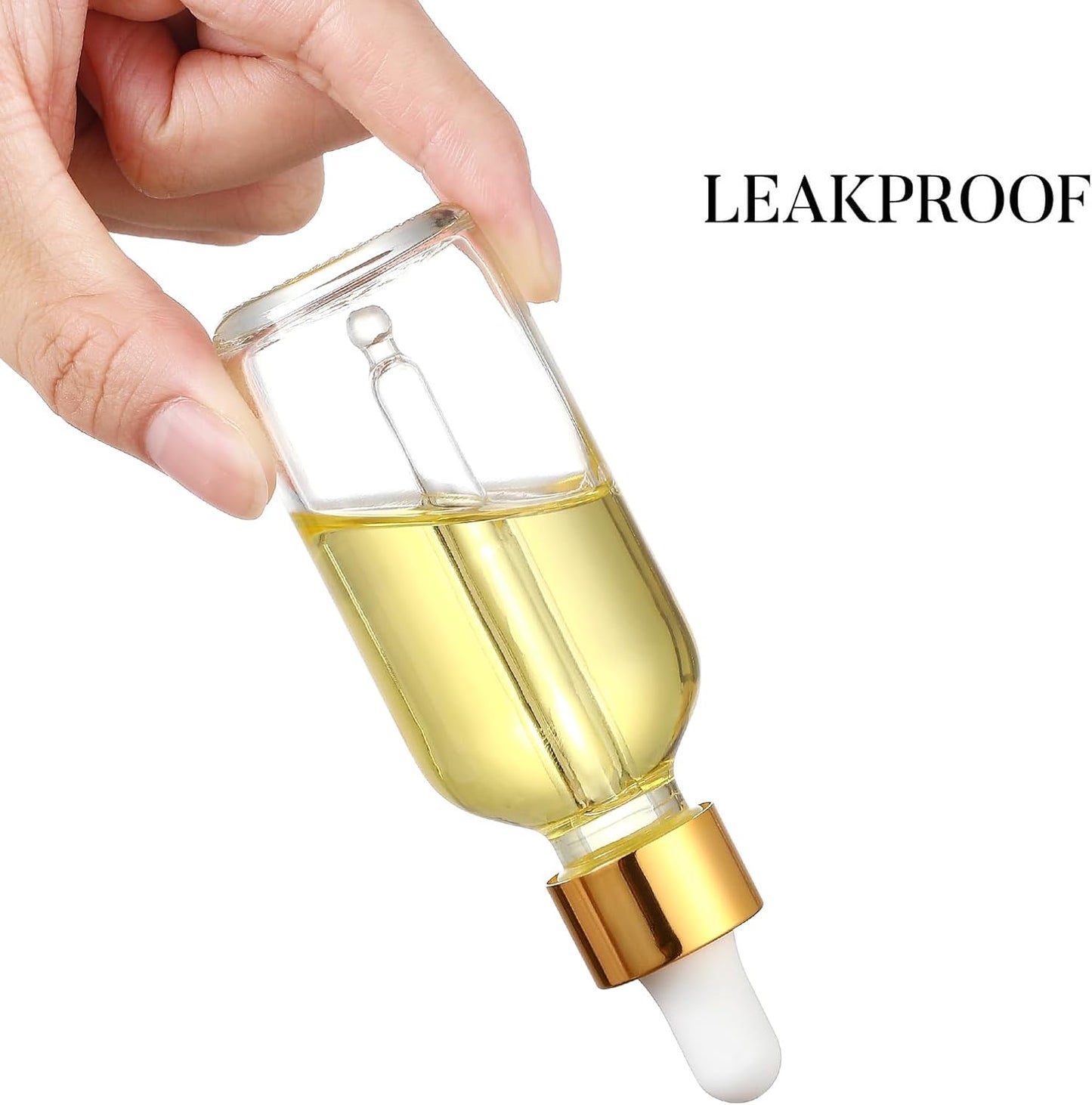 Clear Dropper Bottles 30ml, 4 Pack with Gold Caps, Funnel and Labels