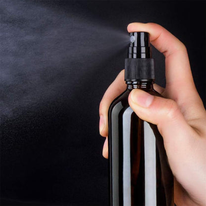 Amber Glass Spray Bottles 50ml, 5 Pack with Funnel and Labels