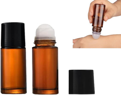 Amber Glass Roller Bottles 50ml, 2 Pack