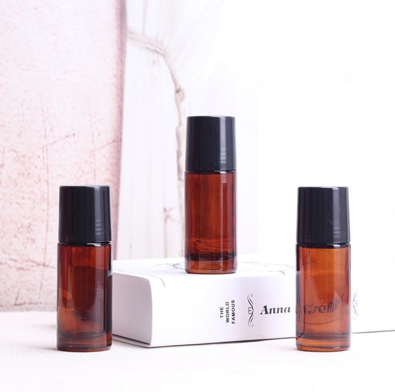 Amber Glass Roller Bottles 50ml, 2 Pack