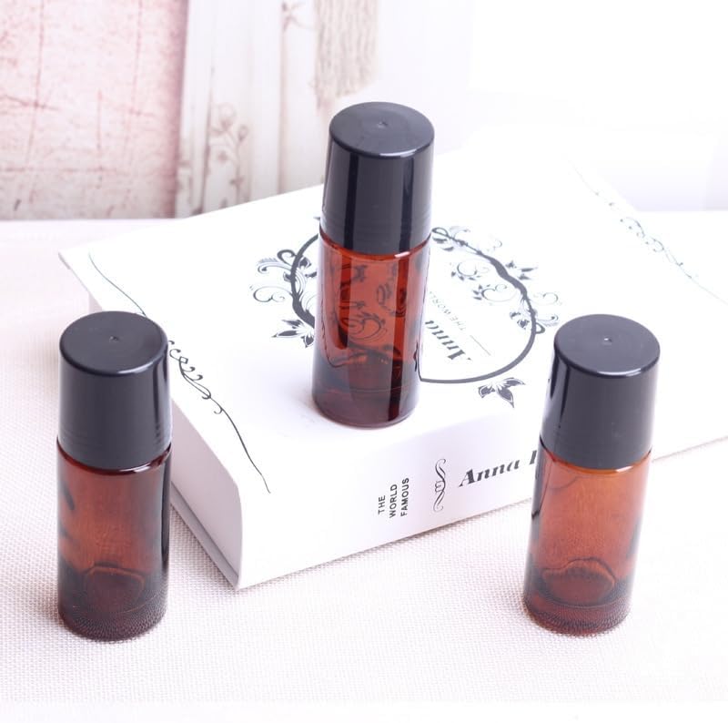 Amber Glass Roller Bottles 50ml, 2 Pack