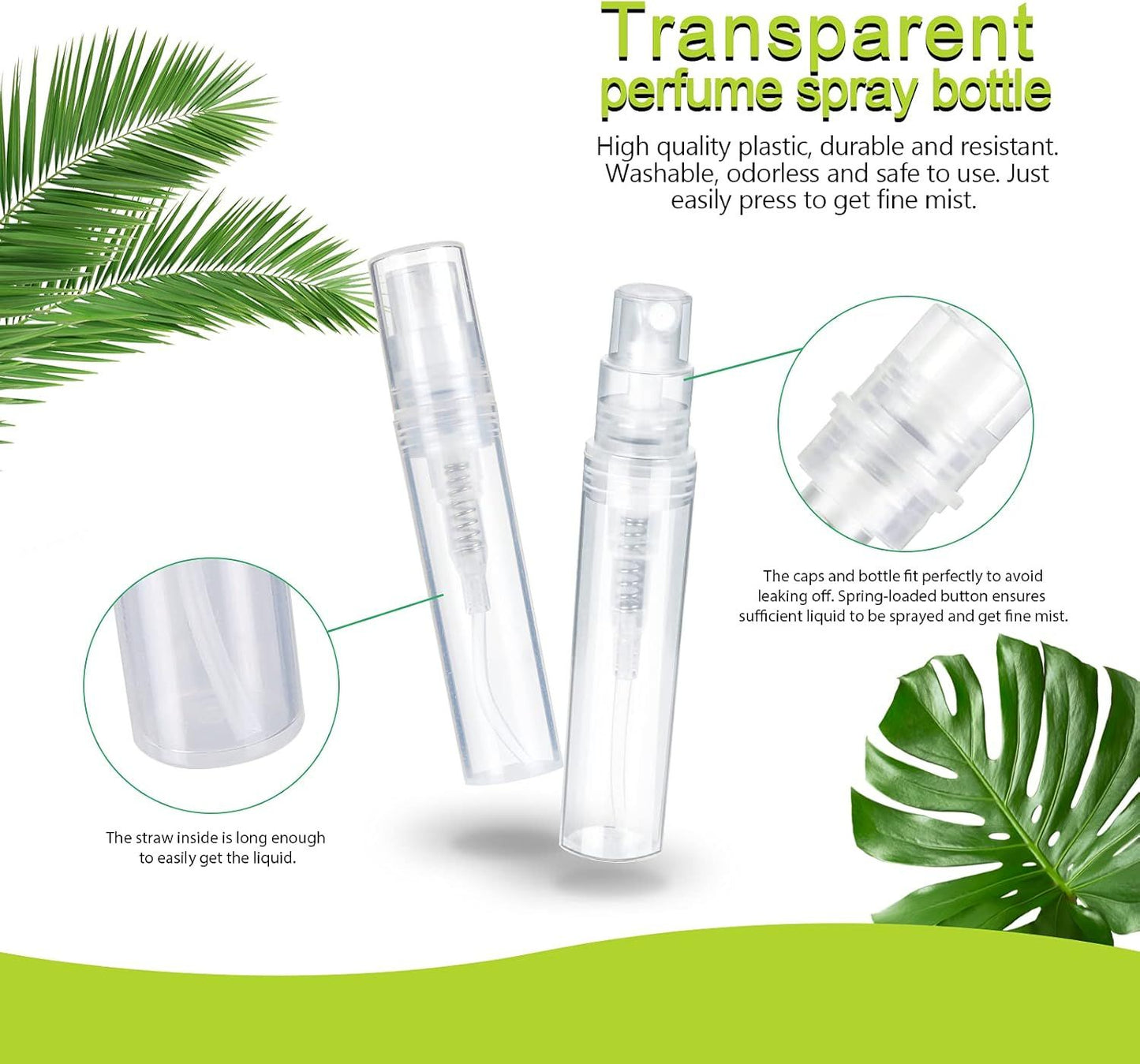 Mini Spray Bottles 3ml, 60 Pack, Clear Atomiser