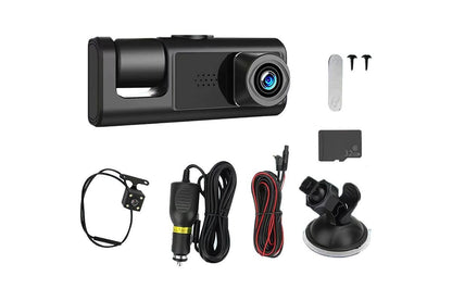 3 Channel Dash Cam 1080P Full HD, Front, Rear and Inside, 32GB Card