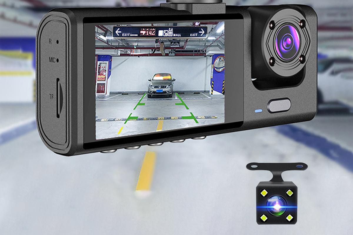 3 Channel Dash Cam 1080P Full HD, Front, Rear and Inside, 32GB Card