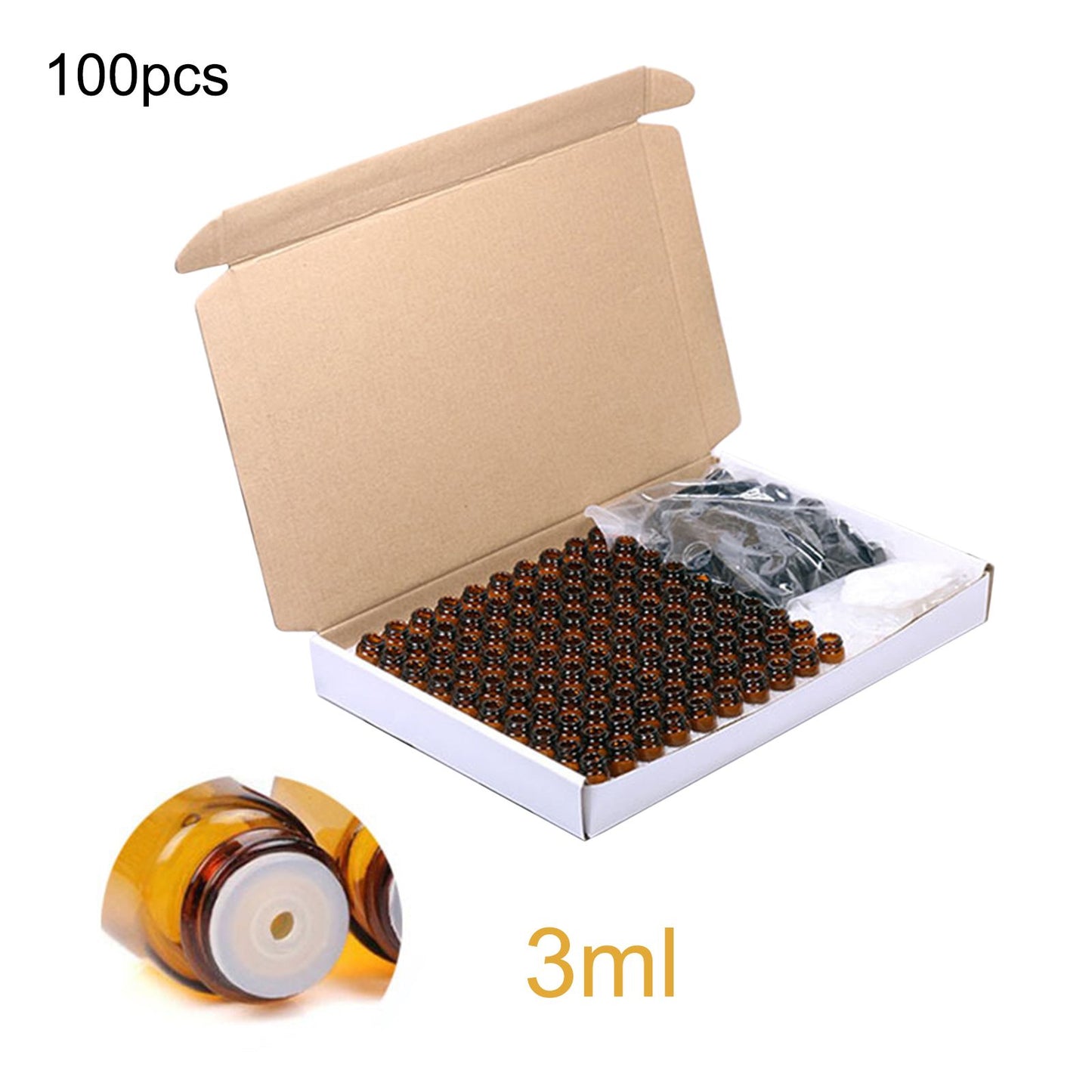 Amber Glass Essential Oil Bottles, Bulk Pack of 100
