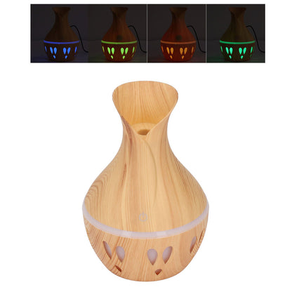 Wood Grain Aroma Diffuser 300ml, 7 Colour LED, Low Noise