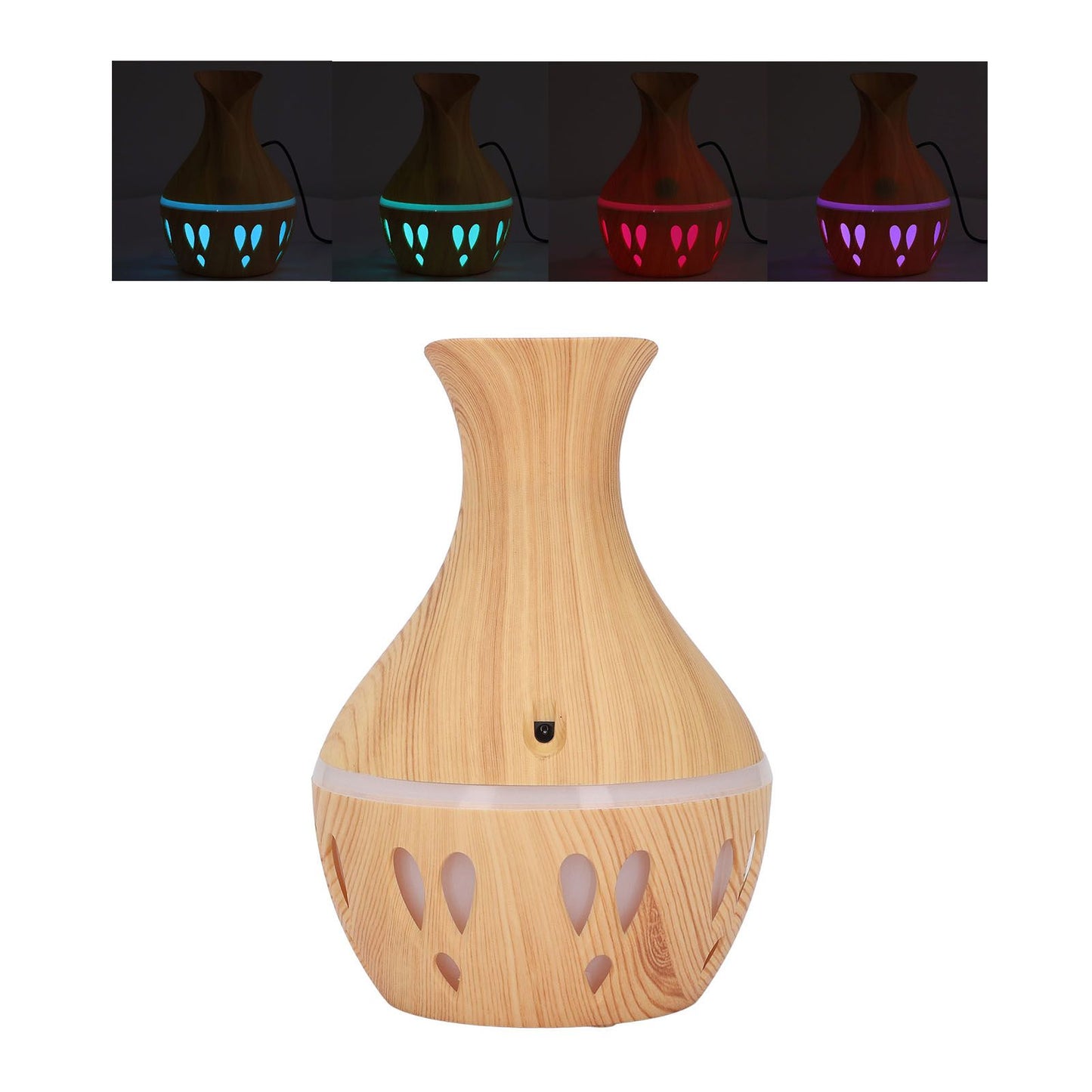 Wood Grain Aroma Diffuser 300ml, 7 Colour LED, Low Noise