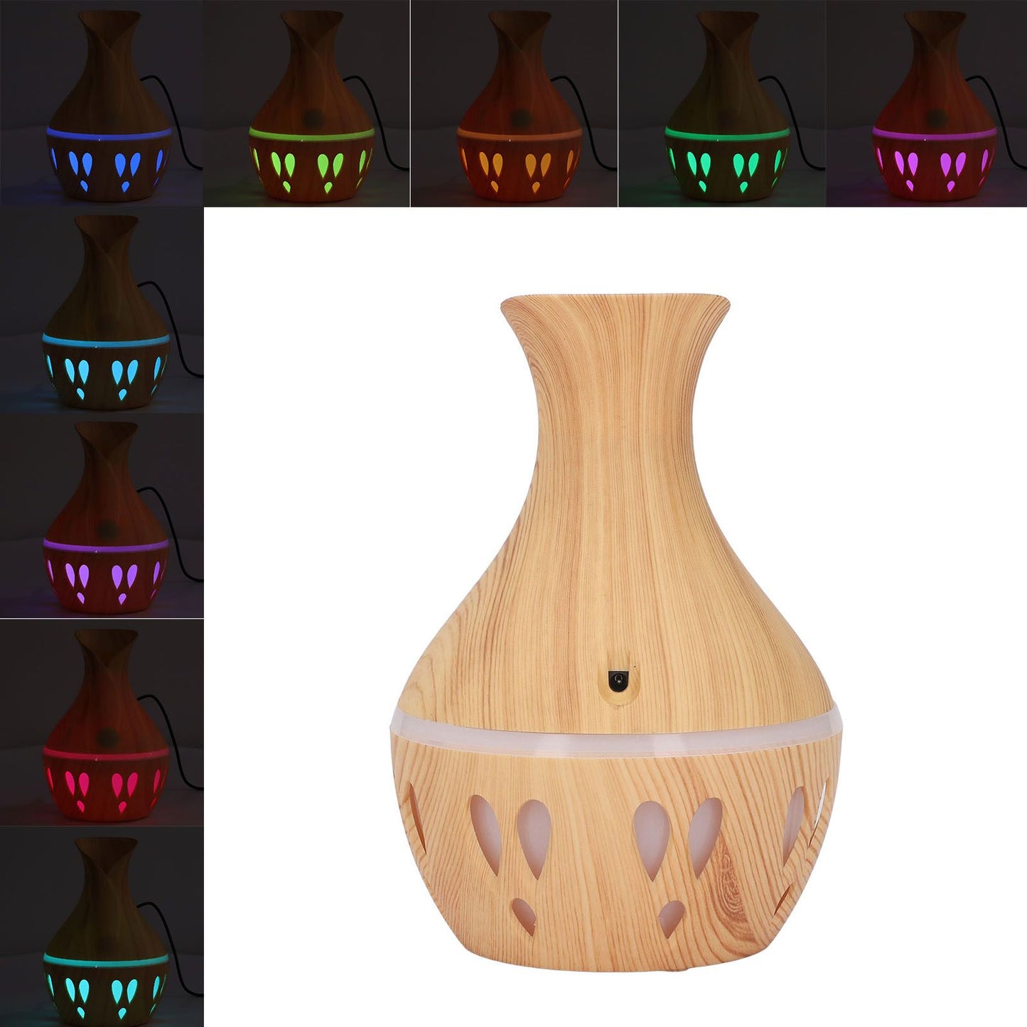 Wood Grain Aroma Diffuser 300ml, 7 Colour LED, Low Noise