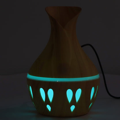 Wood Grain Aroma Diffuser 300ml, 7 Colour LED, Low Noise
