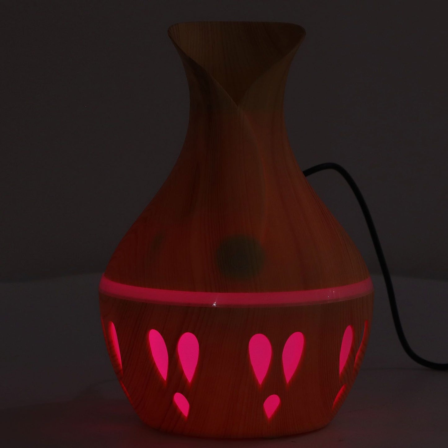 Wood Grain Aroma Diffuser 300ml, 7 Colour LED, Low Noise