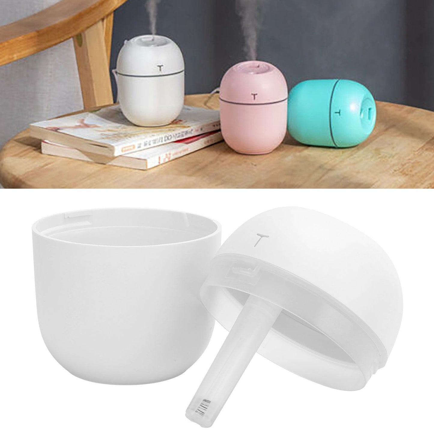 Mini Portable Humidifier with LED Night Light, White