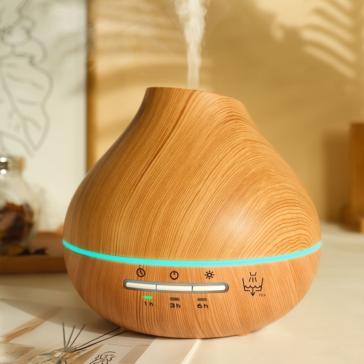 Wood Grain Ultrasonic Aroma Diffuser with Timer, Quiet Operation