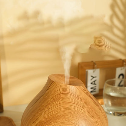 Wood Grain Ultrasonic Aroma Diffuser with Timer, Quiet Operation