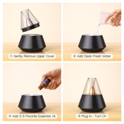 Modern Aroma Diffuser with Ambient Light and Remote, Black