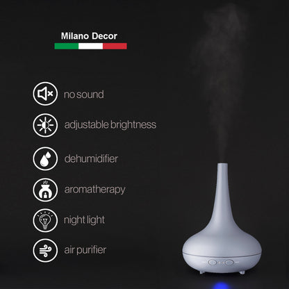 Aroma Diffuser 200ml with LED Light, Matte Grey, 3 Oils Included