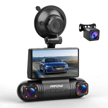 4K 360 Degree Dual Dash Cam with 5G WiFi and GPS, Black, Night Vision