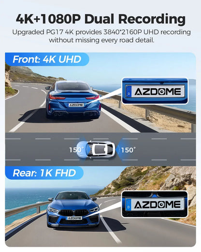 12 Inch Black Rear View Mirror Dash Cam, 4K Front and 1080P Rear, GPS, WiFi 6