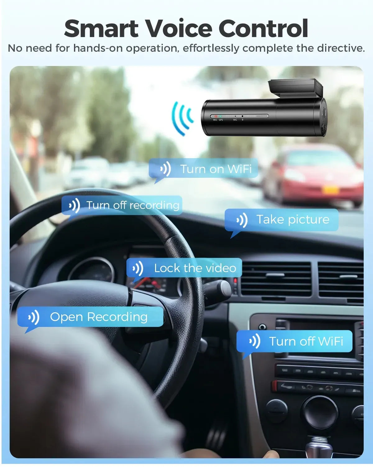 4K Black Dash Cam, 5.8GHz WiFi, GPS, Front and Rear, 24 Hour Parking, 64GB