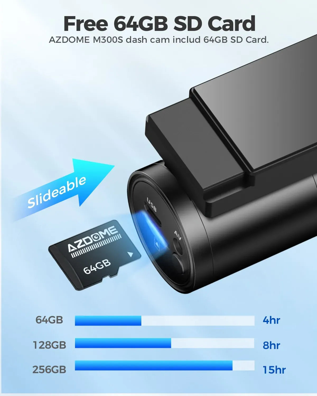 4K Black Dash Cam, 5.8GHz WiFi, GPS, Front and Rear, 24 Hour Parking, 64GB