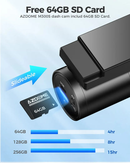 4K Black Dash Cam, 5.8GHz WiFi, GPS, Front and Rear, 24 Hour Parking, 64GB