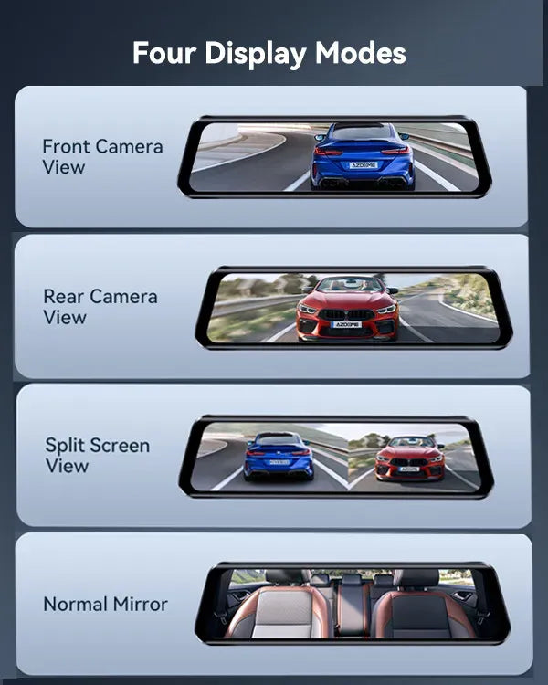 12 Inch Black Rear View Mirror Dash Cam, 4K and 1080P, WiFi 6, GPS, 64GB