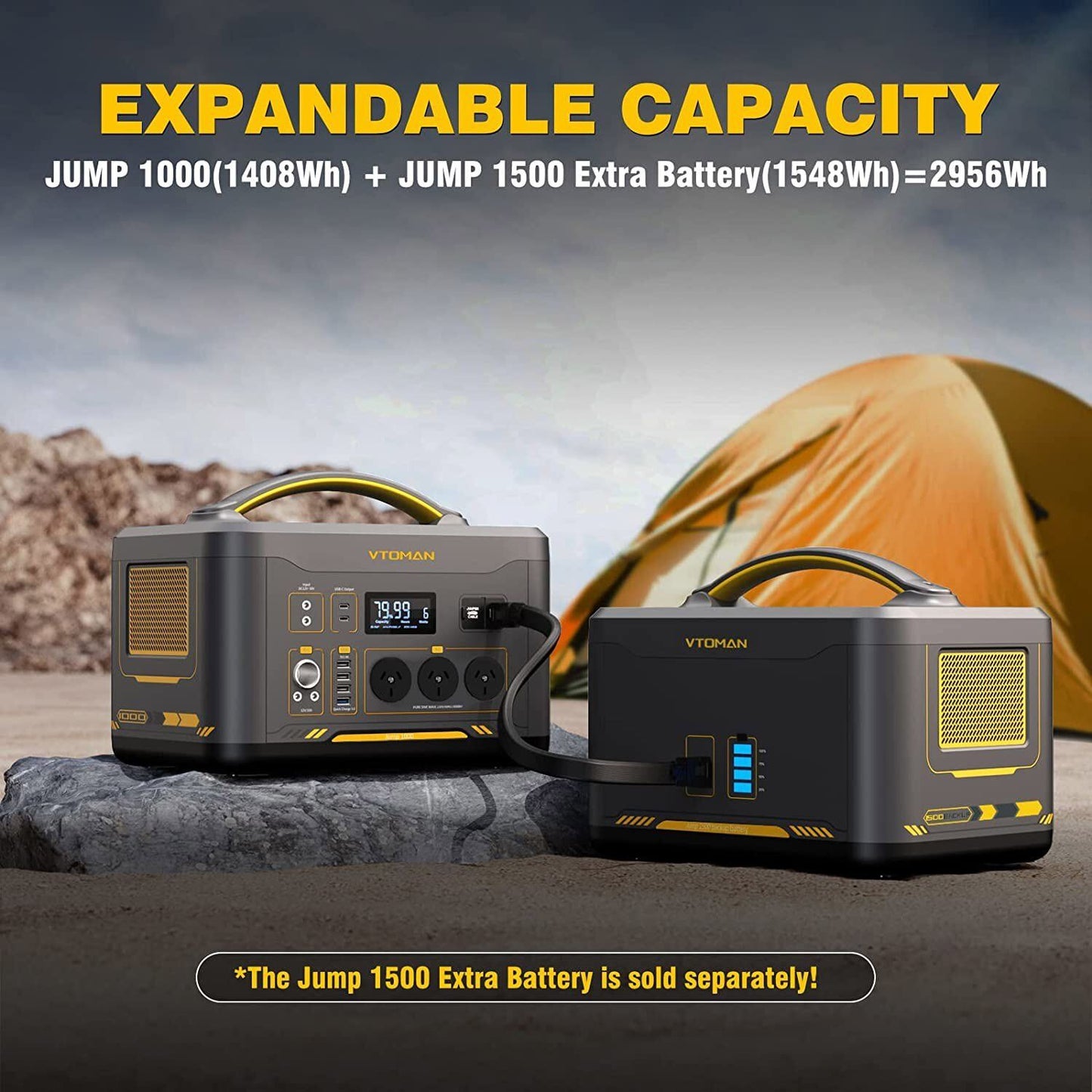 1000W solar generator charging from the sun