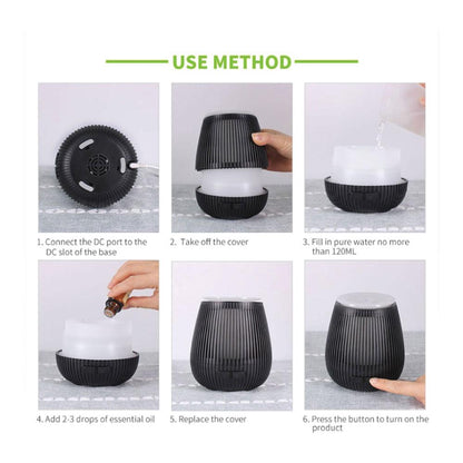 100ml USB Essential Oil Diffuser – Ultrasonic Portable Car Humidifier (Black)