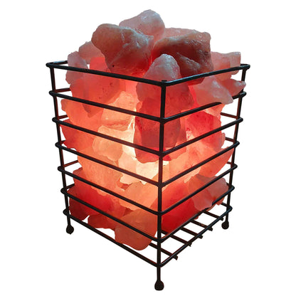 Rectangle Iron Basket Himalayan Salt Lamp – 4.5kg Pink Rock with AU Plug