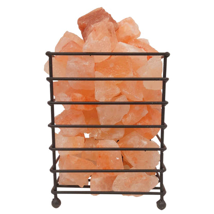 Rectangle Iron Basket Himalayan Salt Lamp – 4.5kg Pink Rock with AU Plug