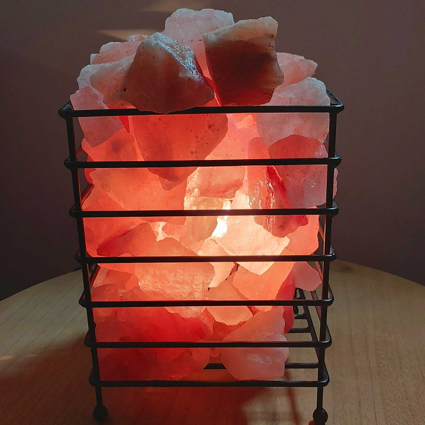 Rectangle Iron Basket Himalayan Salt Lamp – 4.5kg Pink Rock with AU Plug